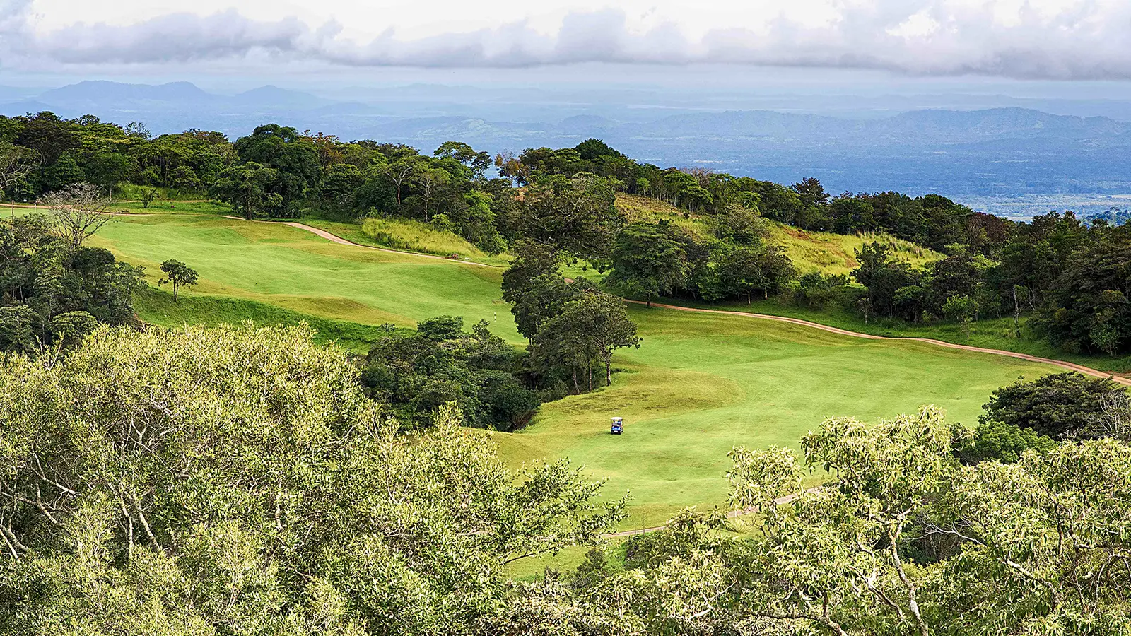 Aerial view of fairway and bunkers at Lucero Golf and Country Club in Boquete, Panama