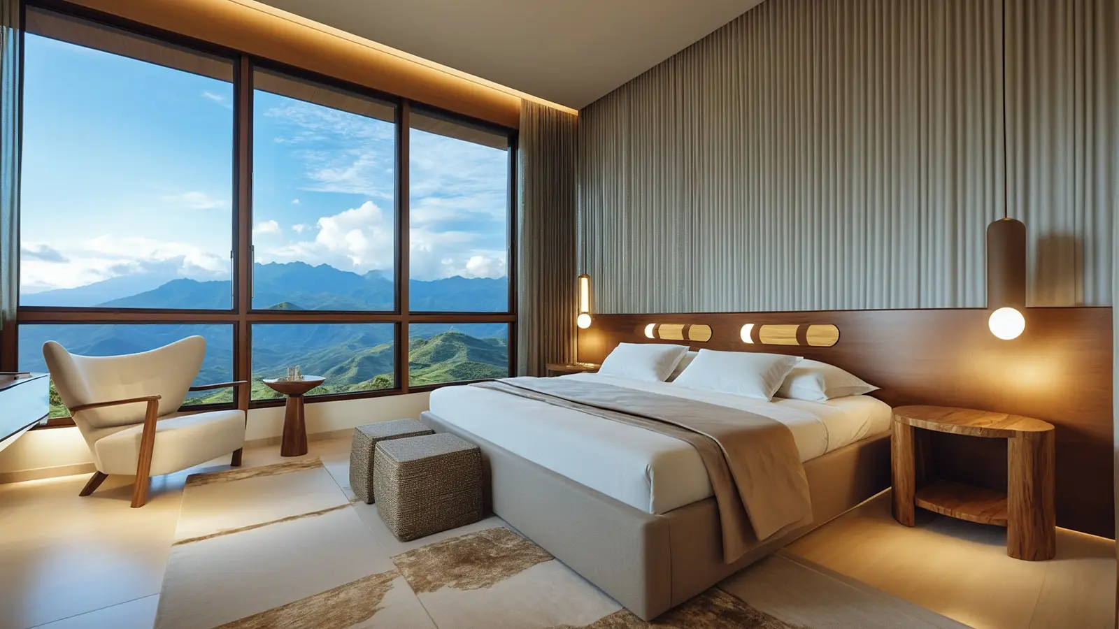 Dormitorio de residencia Ave de Paraiso con vistas de montaña
