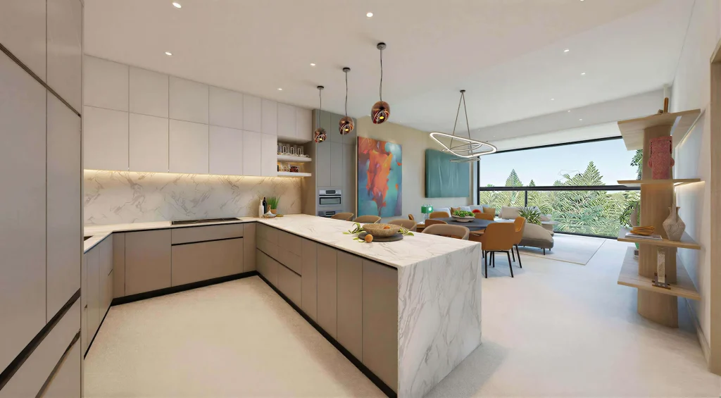 Kitchen, Dining and Living Room